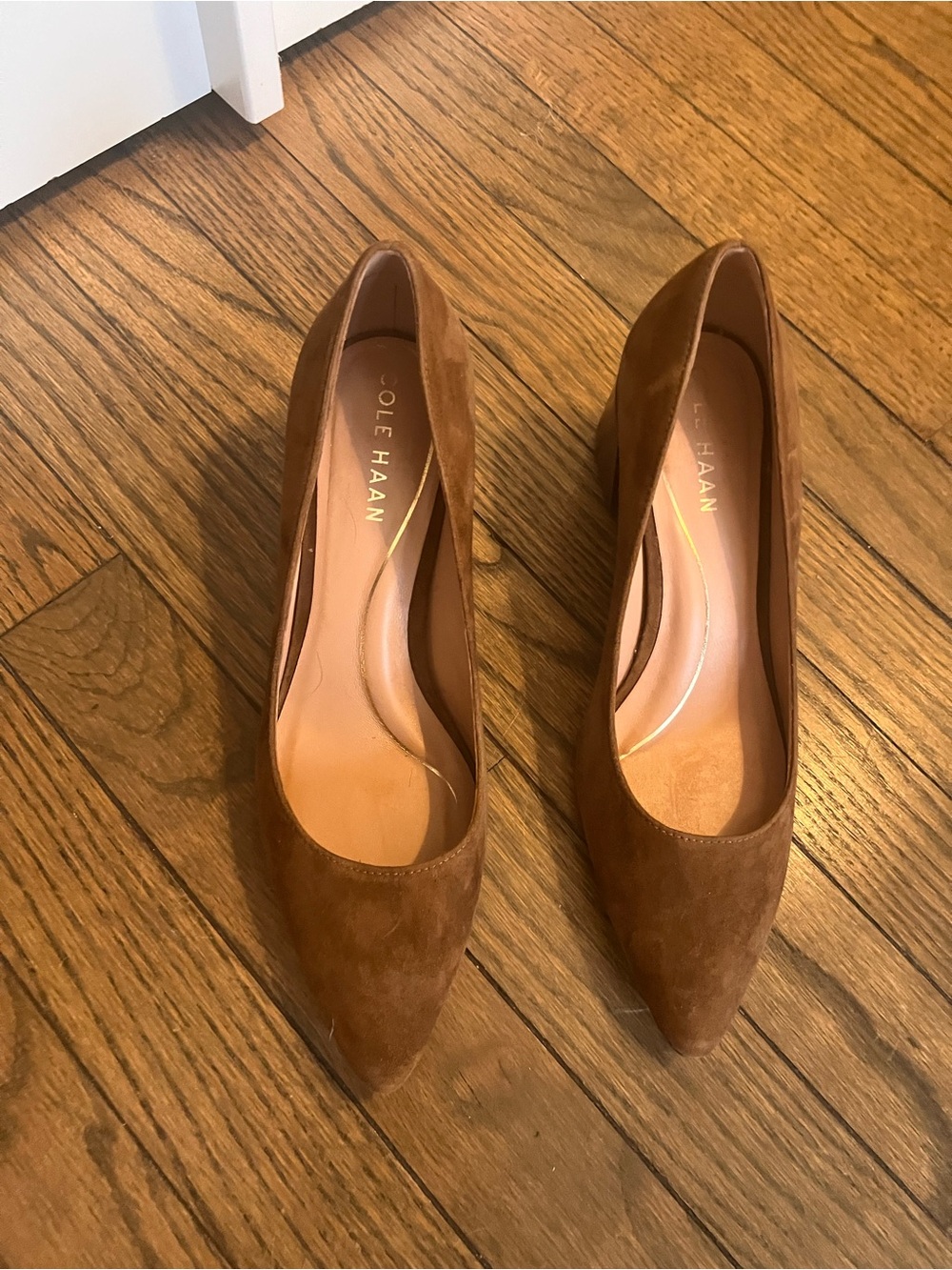 Cole Haan Brown Suede Pointed-Toe Heels